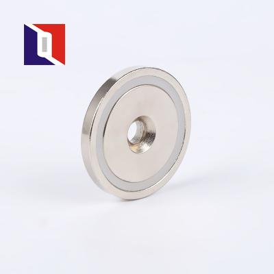 China Industrial Magnet China Ndfeb Pot Cup Neodymium Around Base Magnet With Eyelet for sale