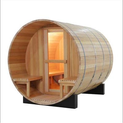 China Sala exterior da sauna do tambor do vapor tradicional de madeira contínuo com o fogão da sauna 6KW à venda