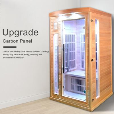 China Carbon Panel Heater Wooden Infrared Sauna Room 2 Person Capacity for sale