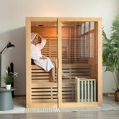 China Red Cedar Wooden Domestic Steam Rooms indoor sauna kits For 3 Person for sale