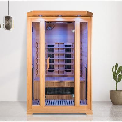 China Custom Home Hemlock 2 Person Infrared Sauna Room With Oxygen Ionizer for sale