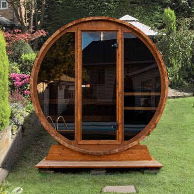 China Red Cedar Dark Glass Outdoor Sauna Room For 6 Person for sale