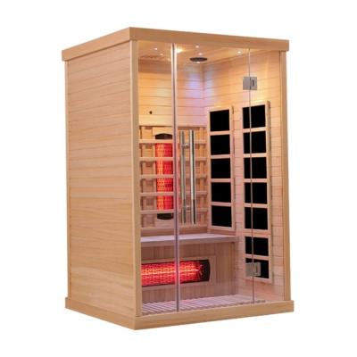 China 1750W Hemlock Solid Wood 2 Person Infrared Sauna For Indoor Home for sale