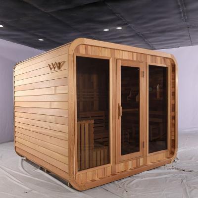 China Canada Red Cedar Wooden Cube Steam Sauna Room For 8 Person for sale