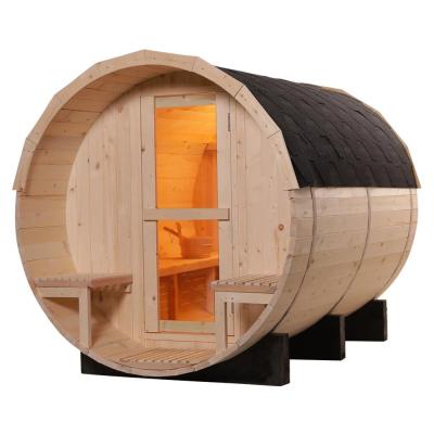 China Popular Pine Outdoor Wooden Barrel Sauna For 2 - 4 Person for sale