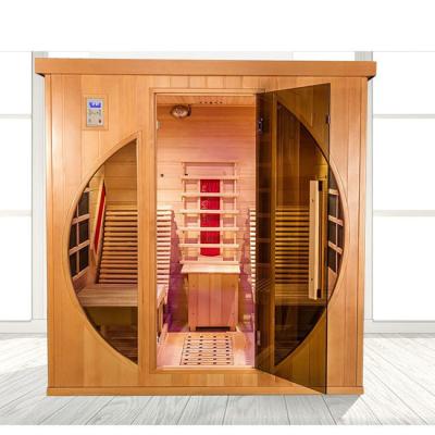 China Low EMF 2 Person Indoor Wooden Infrared Sauna Room With Lay Down Chair en venta