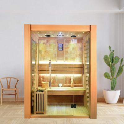 China Traditional Steam Wooden Indoor Electric Heater Sauna Room For 3 Person Te koop