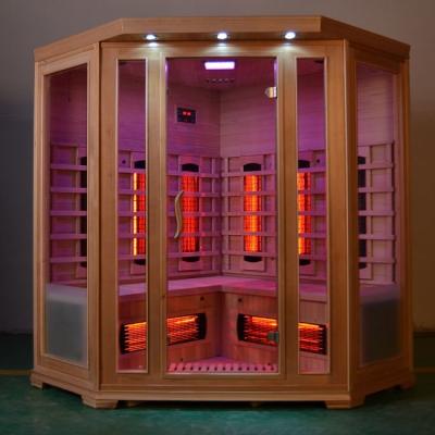 China Canadian Hemlock Living Room Corner Infrared Sauna Room 3 ~ 4 Person Use for sale