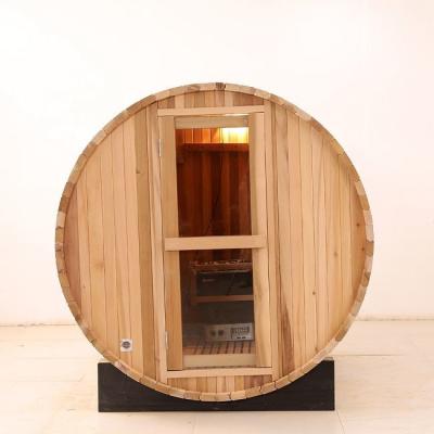 China Outdoor Solid Wood Red Cedar Dry Steam Barrel Sauna With 6KW Stove for sale