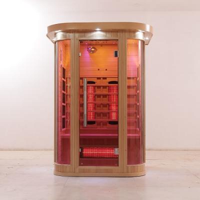 China Deluxe Solid Wood Full Spectrum And Carbon Heater 2 Person Infrared Sauna Indoor for sale