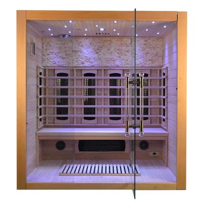 China 4 Person Wooden Sauna Room Luxury Hemlock Red Cedar Wood Indoor Infrared Sauna for sale