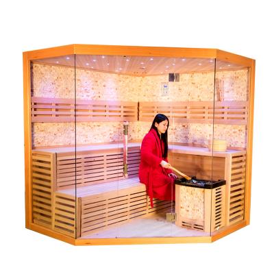 China 4 - 5 Person Size Hemlock Ozone Steam Sauna Room With 6kw Stove Heater for sale