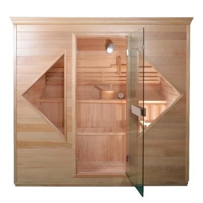 China Wood Door Handle Traditional Steam Sauna Room For 4 People Indoor for sale