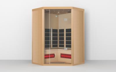 中国 Steam Wooden Indoor Corner Infrared Sauna Room Hemlock Red Cedar Material 販売のため