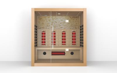 中国 Solid Wood 4 Person Infrared Sauna Room Doorfull Infrared Dry Wooden Sauna 販売のため