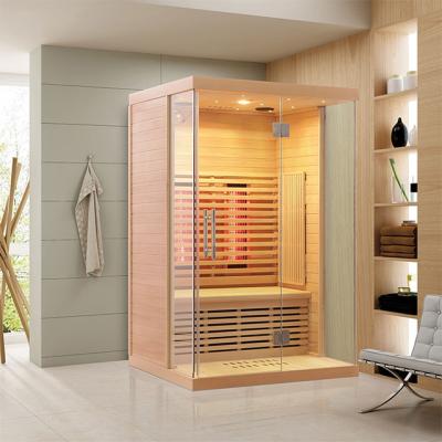 China Calentador de fibra de carbono Hemlock Sauna de infrarrojos lejanos Sala de sauna para 2 personas en venta