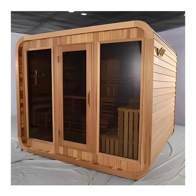 China Canadian Red Cedar Cube Outdoor Dry Sauna Room Traditional Wood Fired Sauna en venta