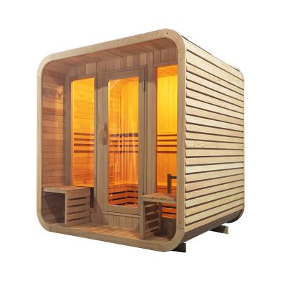 China 5-6 Person Hemlock Wood Outdoor Dry Sauna Full Glass Door Relax / Health Sauna Room for sale