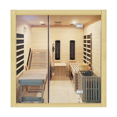 China 6000w Wooden Dry Infrared Steam Sauna Room 4 Person for sale