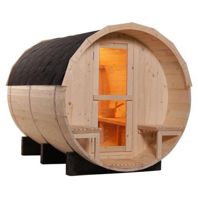 China 4 Person Redwood Outdoors Sauna Room Garden Pine Wood Wine Barrel Sauna for sale