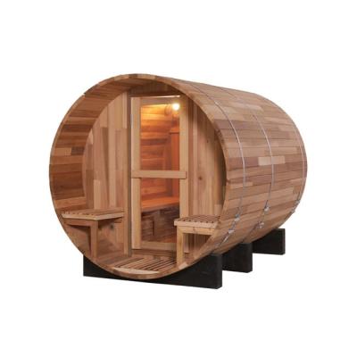 China Family Healthcare 4 Person Barrel Sauna Wood Cedar Outdoor Sauna Room for sale
