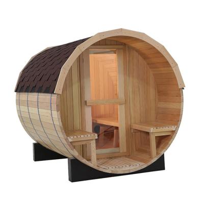 China Canada Hemlock Round Wood Barrel Sauna Room For Backyard 4 Person for sale