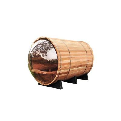 China Electric Canadian Hemlock Wood Barrel Sauna Panoramic Round Cedar Sauna for sale