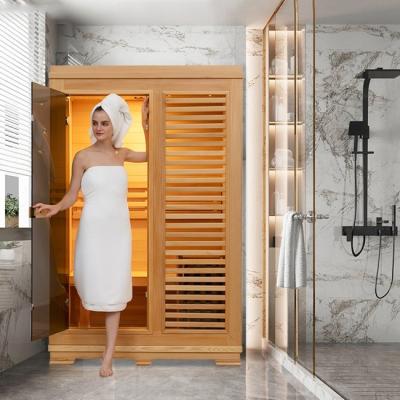 China SASO 2 Person Red Cedar Solid Wood Dry Heat Steam Sauna For Home for sale