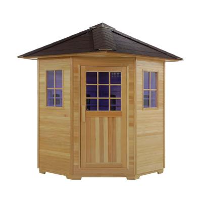 China ISO9000 Outdoor 5 Person Sauna Wood Dry Infrared Sauna Outside for sale