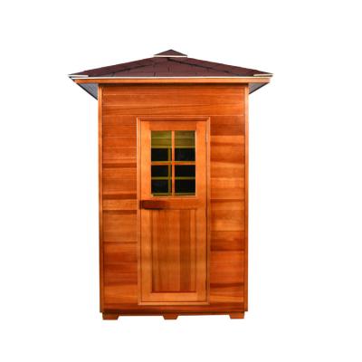 China 2 Person Freestanding Outdoor Dry Sauna Room Canadian Hemlock Wood for sale
