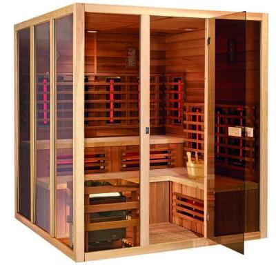 China Solid Hemlock Wooden Infrared Spa Sauna Steam Room 6KW For 5 Person for sale