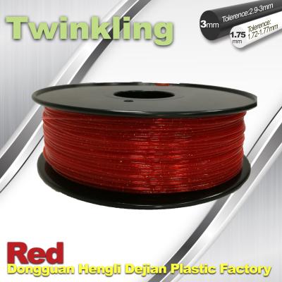 China Flexible 3D Printer Filament Twinkling 3mm 1.75mm Red Filament 1.3Kg / Roll for sale