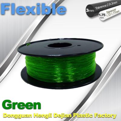 China Filamento flexible verde de la impresora 3D de 0.8kg/del rollo respetuoso del medio ambiente en venta
