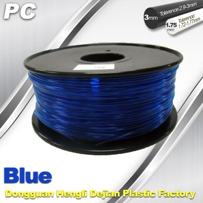 China Força do filamento do policarbonato do azul 3mm com Toughness1kg/PC Flament do rolo à venda