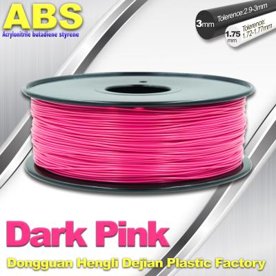 China Colored ABS 3d Printer Filament 1.75mm /  3.0mm , Dark Pink  ABS Filament for sale