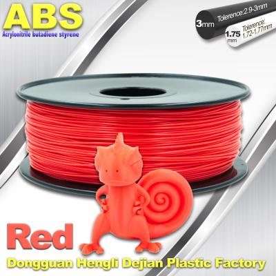 China Multicolor rojo del filamento de la impresora del ABS 3D de 1.75m m/de 3m m con buena elasticidad en venta