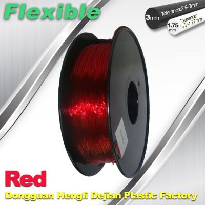 China Filamento rojo flexible amistoso profesional 1.75m m de la impresora 3D de Eco (TPU) en venta