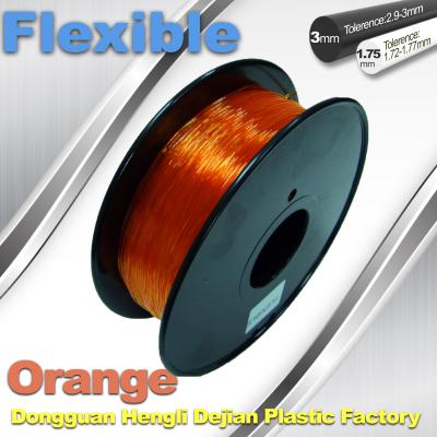 China Naranja 3.0m m/1.75m m filamento flexible de goma de la impresora de 1.0KG/de Rolls 3D en venta