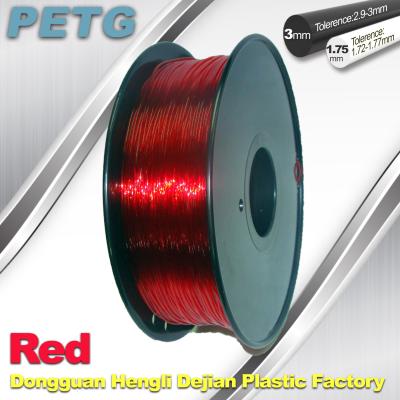 China Vermelho materiais do filamento da impressão de 1.75mm/de 3.0mm PETG Fliament 3D à venda