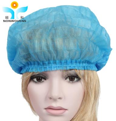 China 21 Inch Machine Made 10gsm PP Non Woven Bouffant Cap Spunbonded Stripe Head Hat for sale