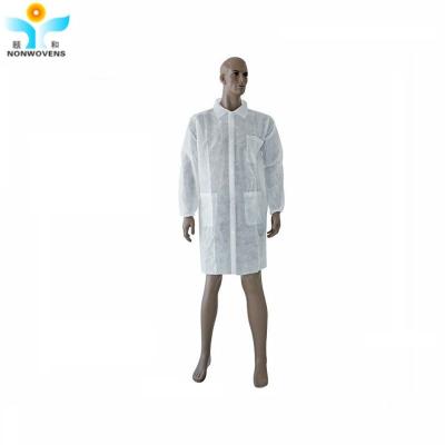 China Clean Room Disposable Non Woven Lab Coat S-XXXXL Knitted Cuff for sale