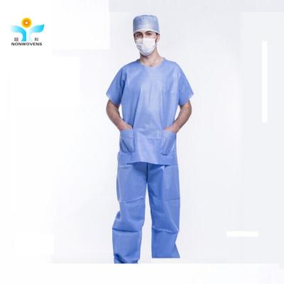 China SMS Blue Knitted Cuff Sleeves Surgical Gown Reinforced Operational Room For Doctors for sale
