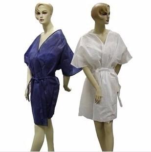 China Fluid Resistant Disposable Kimono Gowns Clothing Knee Length Short Sleeve For Comfort for sale