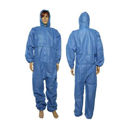 China Waterproof Disposable Protective Coverall Zipper Front Microporous 50-65gsm White Blue for sale