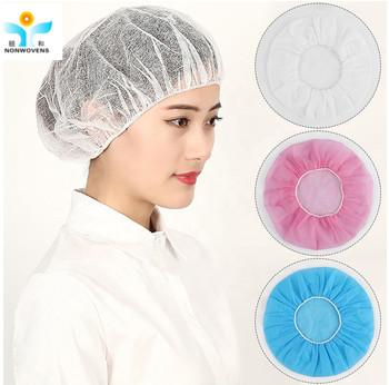 China 18'' Disposable Hair Net Cap Clip Blue Yellow Pink White Surgeon'S Cap Package for sale