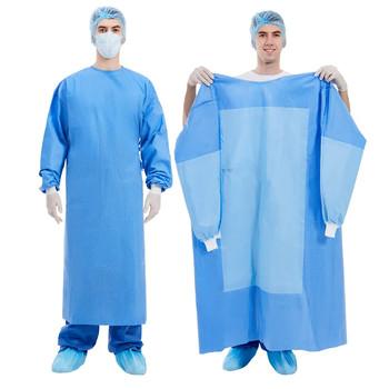 China 10pcs/saco Vestido cirúrgico descartável Mangalete elástico ou de malha Collar-tie/velcro à venda