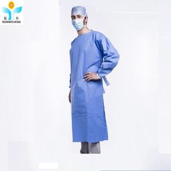 China 30-50gsm Disposable Surgical Gown Non-Woven Fabric Waist 2 Or 4 Ties for sale