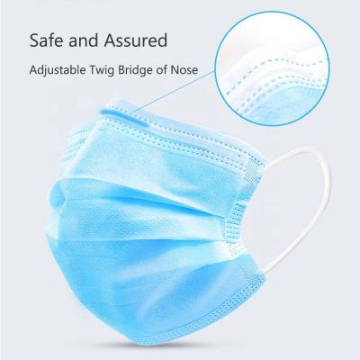 China Elastic Earloop Disposable Face Mask 3 Ply Nonwoven Fabric Material for sale