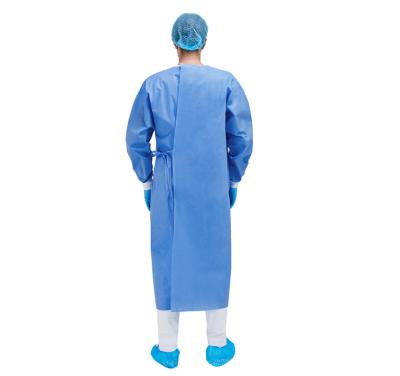 China FDA Disposable Surgical Gown With Waist 2 Or 4 Ties 30-50gsm Elastic Or Knitted Cuff for sale