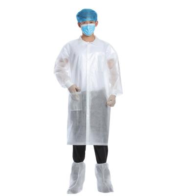China 25-50gsm Disposable White Lab Coat Waterproof White Color PP SMS Nonwoven Fabric à venda